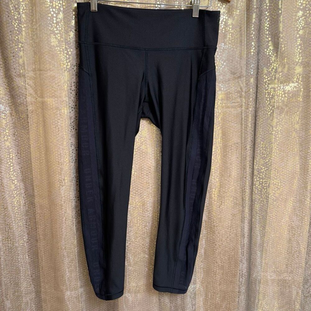 Under Armour Women's Black Compression Mesh Side Logo Leggings Large